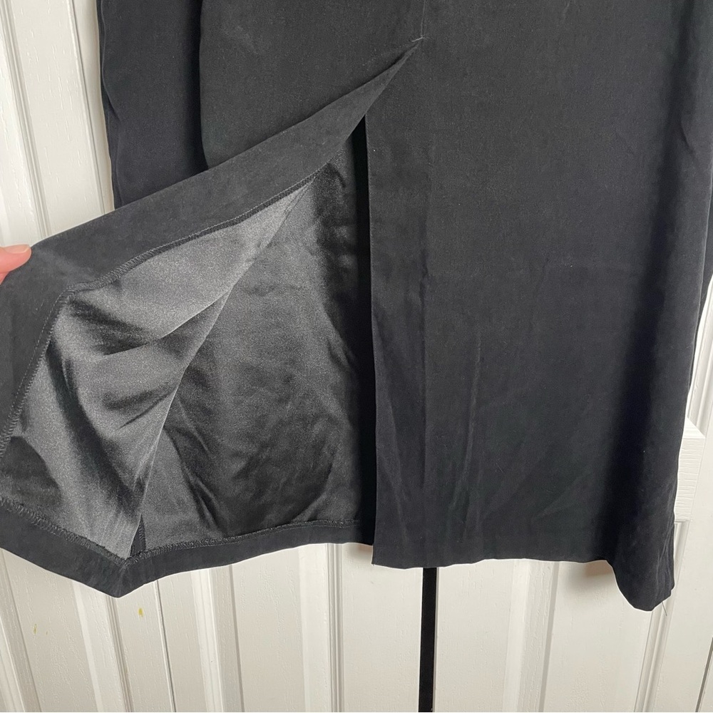 Vintage 90s Whimsigoth Faux Suede Midi Skirt Women’s 16 Black Long Pencil Pocket - Picture 10 of 15